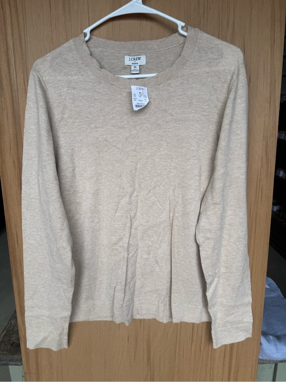 J. Crew NWT Neutral Beige Teddie 100% Cotton Crewneck Sweater